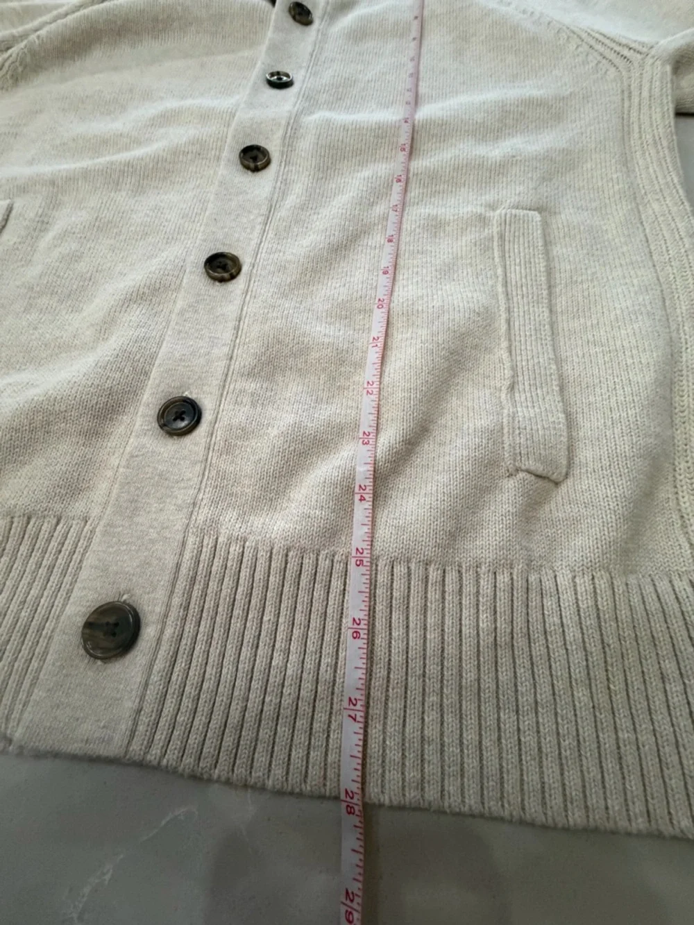 Banana Republic 100% Organic Cotton Light Cream Button-Up Knit Cardigan, Large